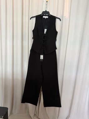 Elliatt Black Lace-Up Vest with Wide-Leg Trousers Cavalcade set